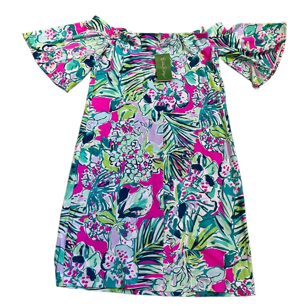 NWT Lilly Pulitzer Small Fawcett Off The Shoulder Dress in Early Bloomer - Picture 6 of 16